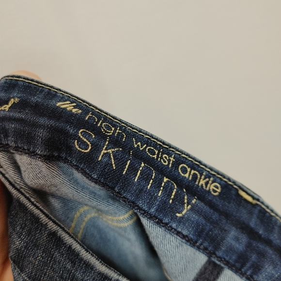 Seven 7 for all Mankind The High Waist Ankle Skinny Size 24 Dark Whiskering - Picture 9 of 11